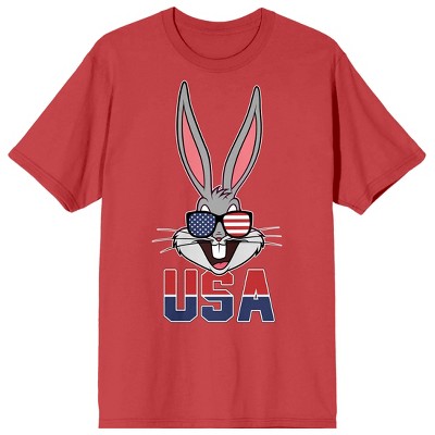 Looney Tunes Bugs Bunny With Patriotic Glasses Crew Neck Short Sleeve ...