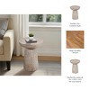 Wood Accent Table with Carved Textured Base in Finish - Coastal Style Tall for Living Room, Bedroom or Office Decor - 20" White - 3 of 4