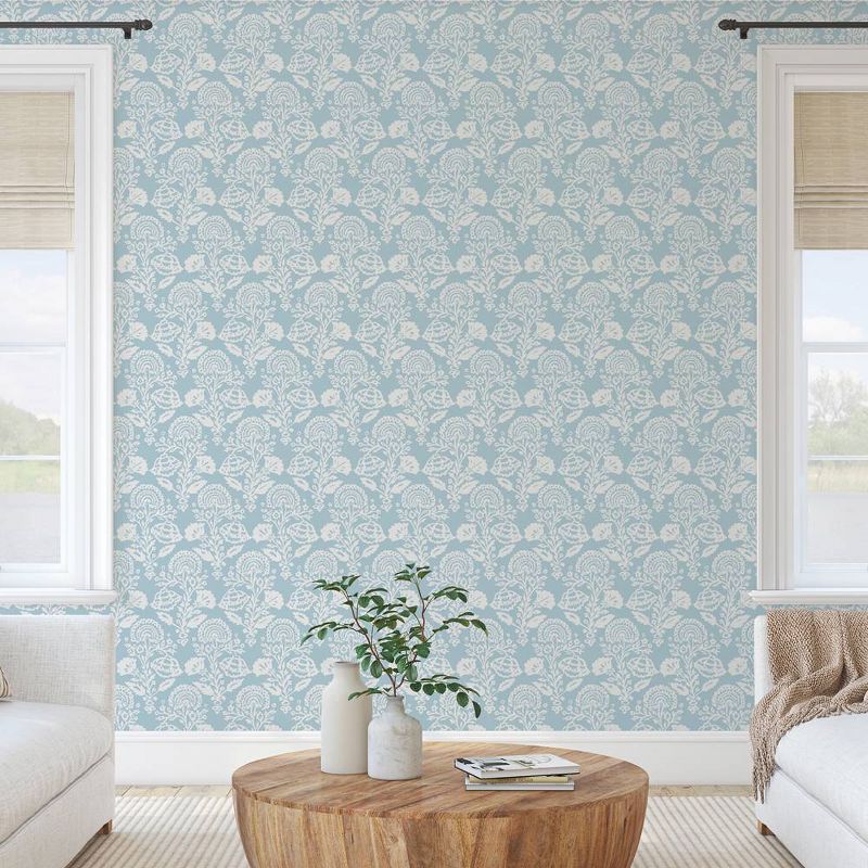 Tempaper Peel and Stick Wallpaper Floral Damask Blue, 4 of 7