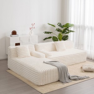 110" Cloud Sectional Sofa Upholstered Couch Free-combined Sofa for Living Room, Beige - 1 of 4