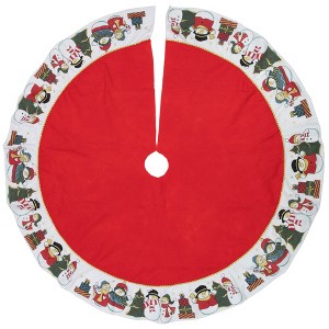 Northlight 48" Red and White Jolly Snowman Christmas Tree Skirt - 1 of 4