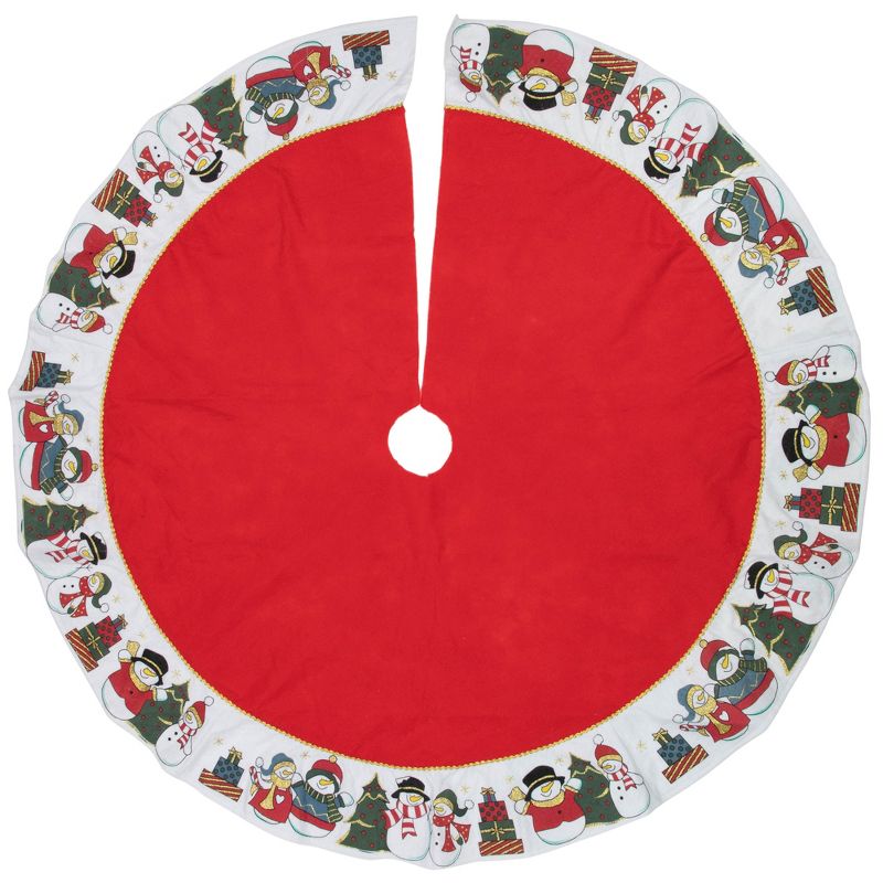Northlight 48" Red and White Jolly Snowman Christmas Tree Skirt, 1 of 6