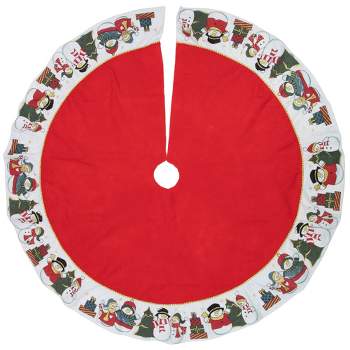 Northlight 48" Red and White Jolly Snowman Christmas Tree Skirt