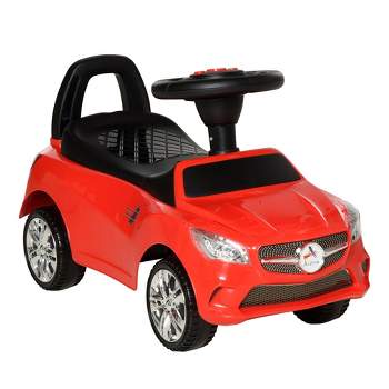 Aosom Kids Ride On Push Car, Foot-to-Floor Sliding Toy Car for Toddler with Working Horn, Music, Headlights and Storage