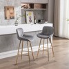 30" Velvet Fabric Counter Height Bar Stools Set of 2 with Chrome Footrest and Metal Legs for Kitchen, Dining, or Bar - 2 of 4