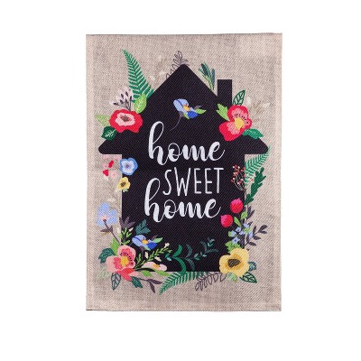 Home Sweet Home Floral Farmhouse Garden Burlap Flag