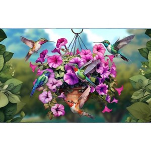 Briarwood Lane Spring Doormat 30x18 Indoor Outdoor Hummingbirds and Petunias For Spring Doormat - 1 of 4