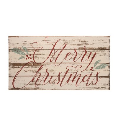 Transpac Wood Merry Christmas Sign Red Wall Art Indoor Holiday Decor Perfect for Gift Giving and Festive Atmosphere