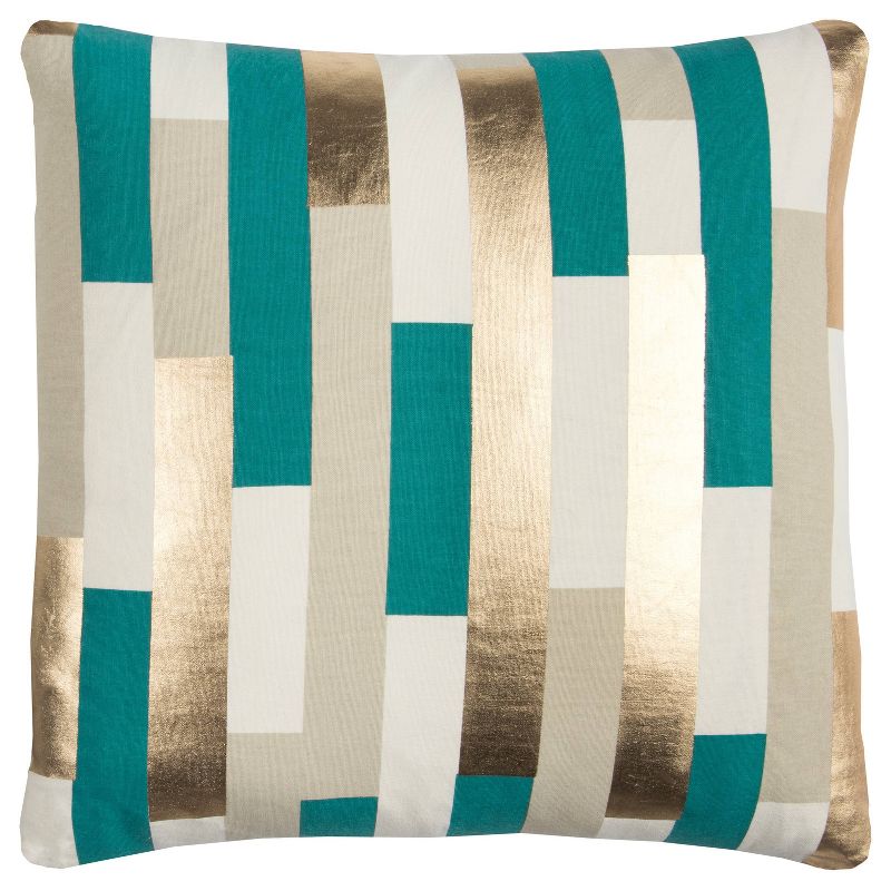 20&#34;x20&#34; Oversize Shiny Striped Poly Filled Square Throw Pillow - Rizzy Home, 4 of 7