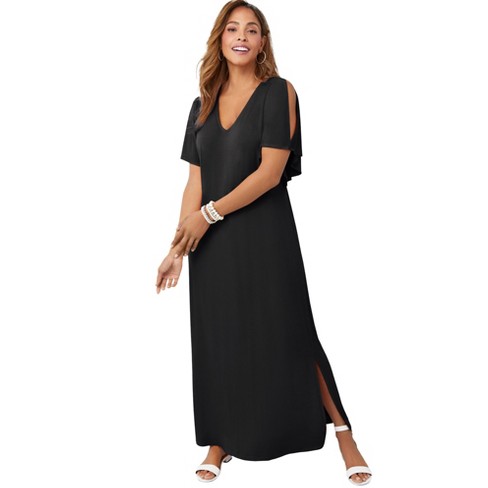 Black cold shoulder outlet maxi dress