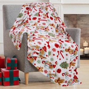 Red Green Fleece Throw Blanket with Christmas Design for Sofa or Bed 50 X 60 Inches - 1 of 3