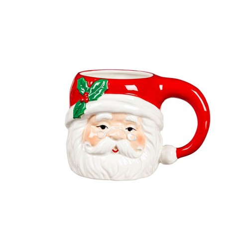 Evergreen Ceramic Cup, 20 OZ, Shaped Mr. Santa