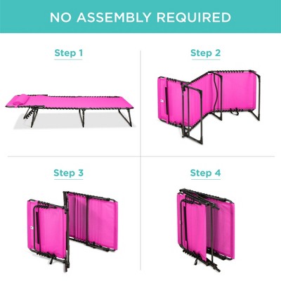 Dark Pink Adjustable Outdoor Chaise Lounge with Cushions