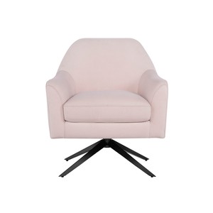 Lifestyle Solutions Fargo Swivel Accent Chair Blush Velvet: Retrofuturistic Design, Channel Tufted - 1 of 4