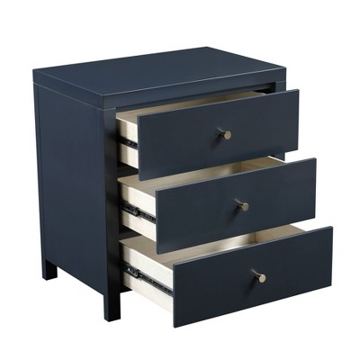 Nolan Midnight Blue 3-Drawer Wood Nightstand