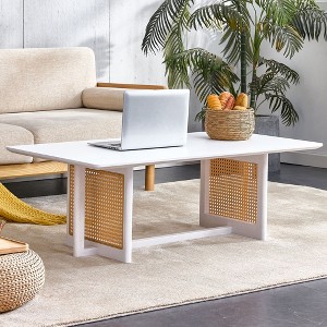 NicBex Dining Table for 4 Morden 47.24" Dining Room Table with Rattan Form Base and Spacious Tabletop for Dining Room, White - 1 of 4