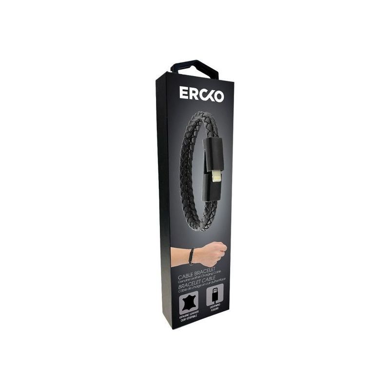 Ercko Double Leather Bracelet for iPhone 11/XR/11 Pro/XS/8/7/6/5 - Black (Size L), 3 of 4