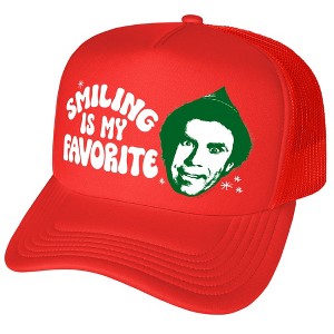 Elf Smiling Is My Favorite Foam Trucker Cap Red - 1 of 4