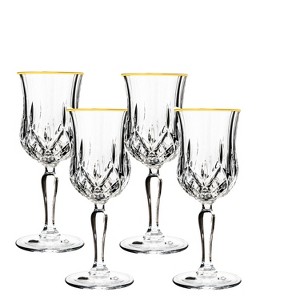 Lorren Home Trends Opera Gold Collection Set of 6 Crystal Wine Glass with Gold Rim - 1 of 4