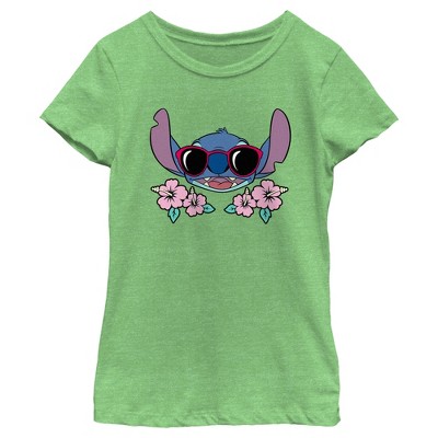 Girl's Lilo & Stitch Red Sunglasses Stitch T-shirt - Green Apple ...