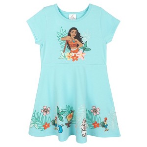moana dress toddler Girls' Short Sleeve Skater Light Aqua 2T moana dress Cute Moana Dress Hollow out