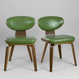 Art Leon Faux Leather and Bentwood Armless Dining Chair, Set of 2 - 1 of 4