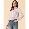 Allegra K Women's Point Collar Long Button Sleeve Button Down Floral Shirt - 3 of 4