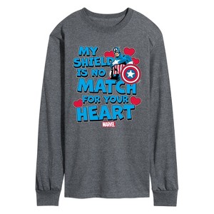 Men's - Marvel - Captain America My Shield Valentine Long Sleeve Graphic T-Shirt - 1 of 4