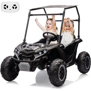 24V Kids UTV Off-Road, 4x4 Electric Truck w/Sunshade, Remote, LED Lights, Shock Absorber, Horn & Music Player - 1 of 4