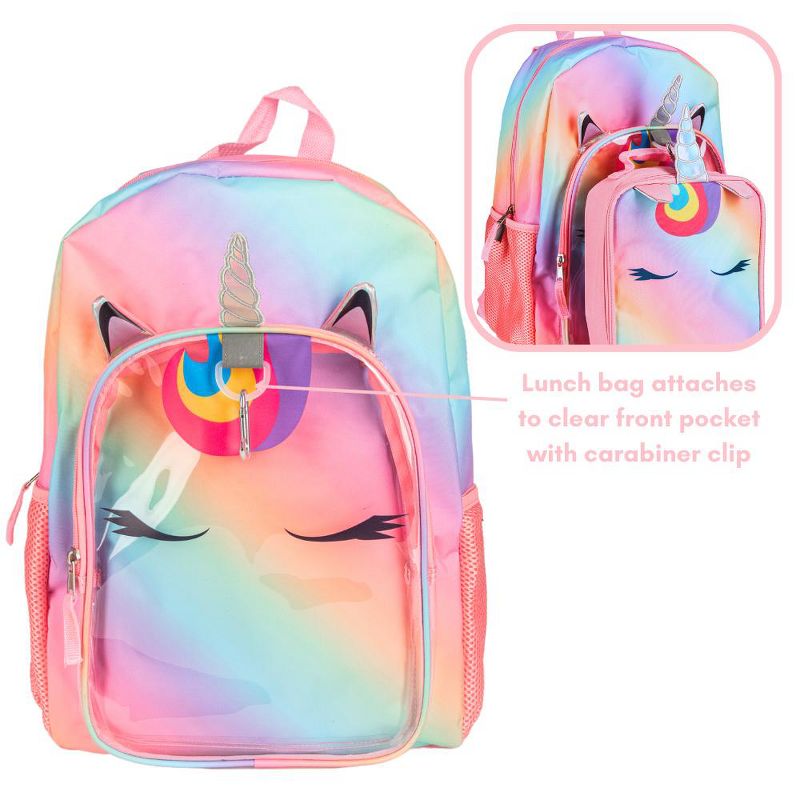 CLUB LIBBY LU Ombre Unicorn Backpack with Lunch Box Set for Girls, 3 Piece Value Bundle, 16 Inch, 3 of 10
