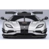 Koenigsegg One:1 Moon Gray Metallic with Carbon and Orange Stripes 1/64 Diecast Model Car by Autoart - 4 of 4