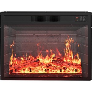 23" Ultra-Thin Electric Fireplace Insert, Wall Mount/Recessed, 1500W Heater, Remote, 3 Flame Colors, Black - 1 of 4
