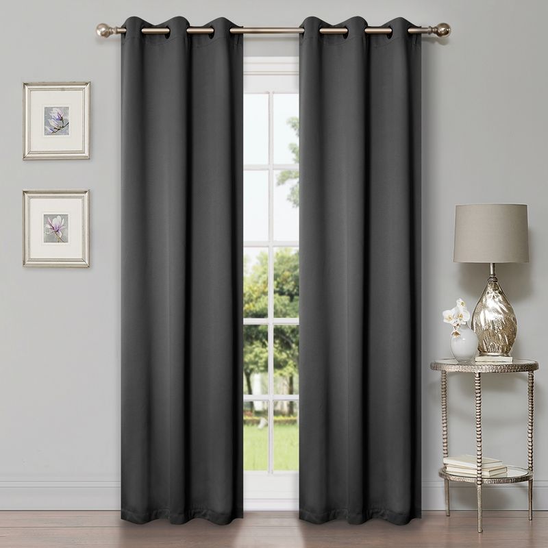 Classic Modern Solid Room Darkening Semi-Blackout Curtains, Set of 2 by Blue Nile Mills, 1 of 7