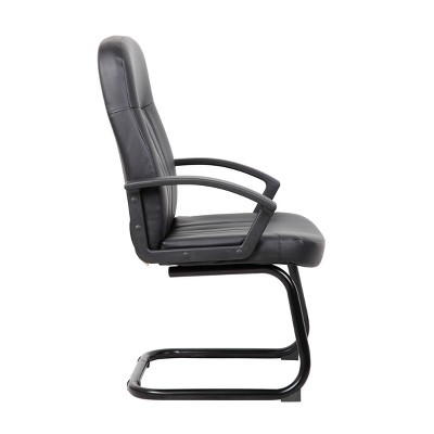 Black Leather High Back Reception Chair with Fixed Arms