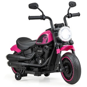 Costway 6V Kids Electric Motorcycle with Training Wheels LED Headlights Music Board Blue/Pink/Red - 1 of 4