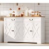57 Inch Modern Farmhouse Sideboard Buffet Cabinet with 2 Drawers & Adjustable Shelves, Large Kitchen Storage Cabinet, Coffee Bar Organizer, White - 2 of 4