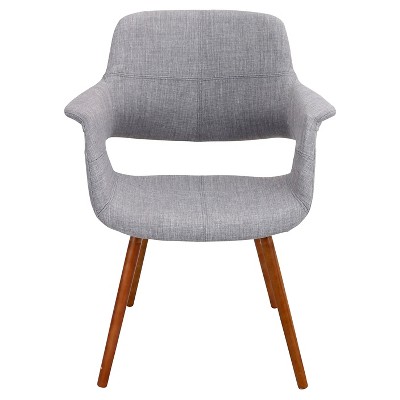 Mid-Century Modern Light Grey Parsons Arm Chair with Walnut Wood Legs