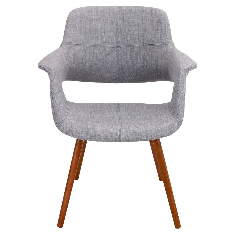 Vintage Flair Mid Century Modern Walnut Wood Legged Dining Chair Polyester/Light Gray - LumiSource, 6 of 11
