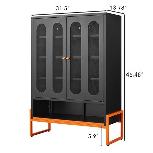 Gulches Black Metal Shoe Cabinet - 5.9" High Feet Double Mesh Door Cabinet with Adjustable Partitions,Robot Vacuum Accessible for Living Room - 1 of 4