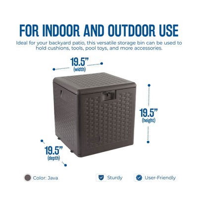 Java Brown 28-Gallon Weather-Resistant Wicker Deck Box with Lock