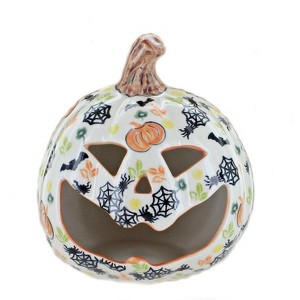 Blue Rose Polish Pottery 653 Vena Pumpkin Luminary - 1 of 2