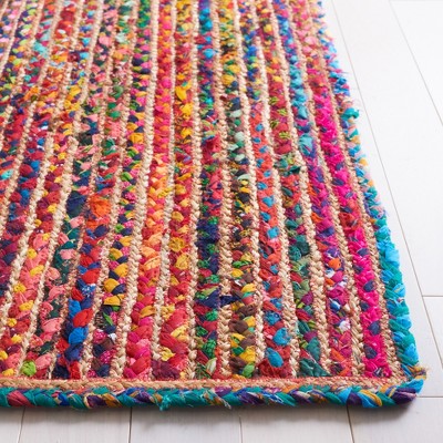 Colorful Natural Cotton Braided Runner Rug, 2'3" x 9'