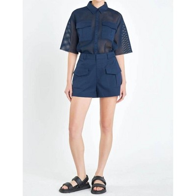 Women's High-waisted Flap Pocket Short - Grey Lab