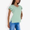 Anna-Kaci Women's Short Sleeve Ruffle V-Neck Blouse Lightweight Comfortable Casual Top - 4 of 4