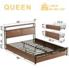 WOWLIVE Queen/Full/King Size Bed Frame with 4 Drawers, Modern bed with LED Light and Charging Station, Storage Headboard, HB00 - 2 of 4