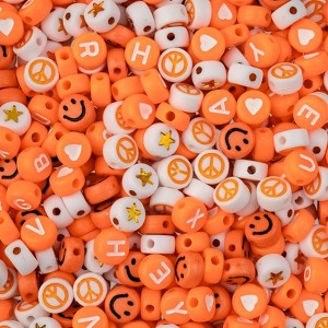 John Bead 4x7mm Orange Mixed Plastic Round Alphabet Craft Beads, 72g - 1 of 4