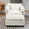 Boucle Accent Chair with Ottoman, Modern Plush Armchair with Storage Pocket & Removable Cushions, 55'' Wide for Living Room-3irtyhousy - 3 of 4