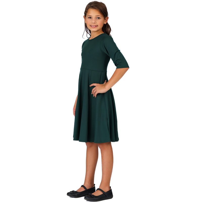 24seven Comfort Apparel Knee Length Fit and Flare Girls Comfortable Party Dress, 2 of 6