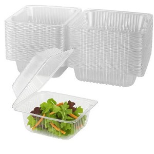 Clear Plastic Hinged Take-Out Containers  Clamshell Food Containers- Takeout Tray with Secure Lid Closure - 1 of 4