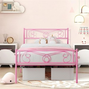 Metal Bed Frame Platform with Headboard and Footboard, Metal Bed Mattress Foundation, King Bed Frame with Storage, Easy Assembly, No Box Spring Needed - 1 of 4